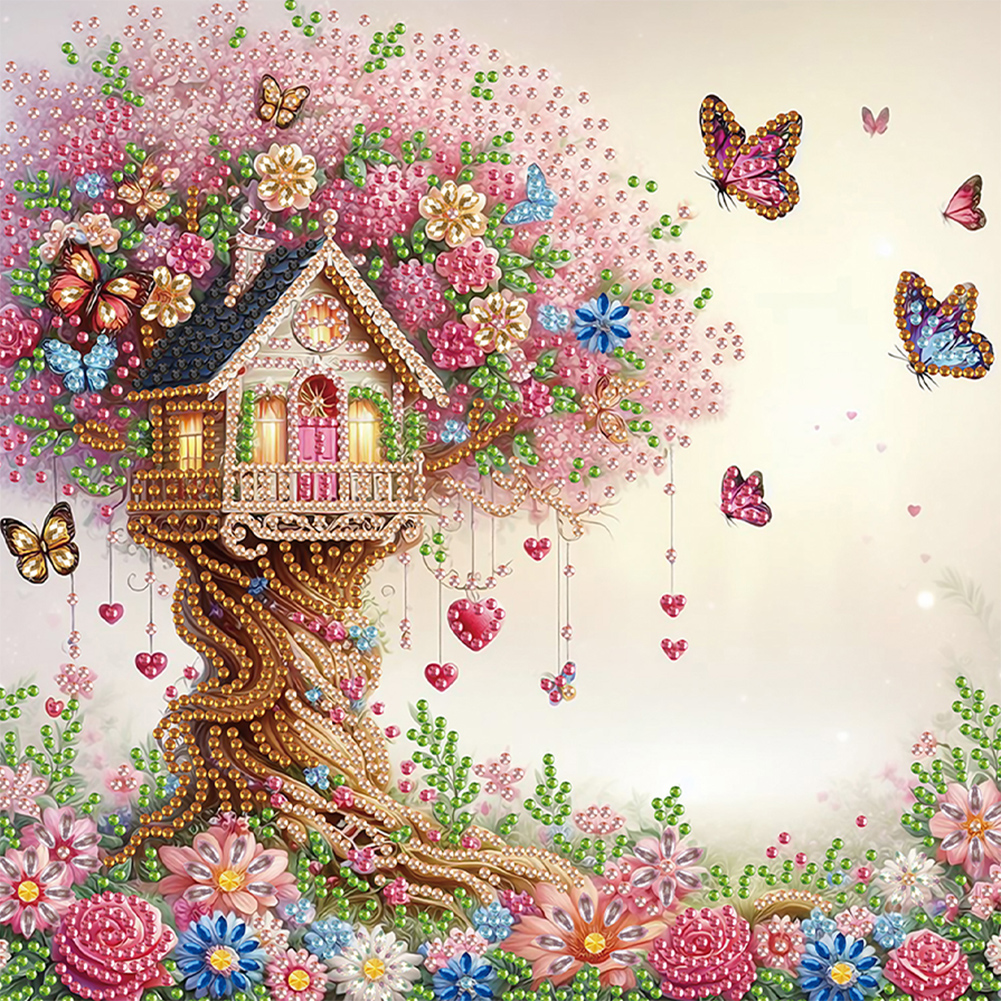 Flowers In The Woods 30*30cm(canvas) special shaped drill diamond painting