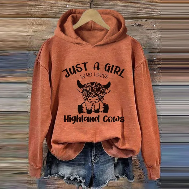 Women's Just A Girl Who Loves Highlands Cows Casual Hoodie