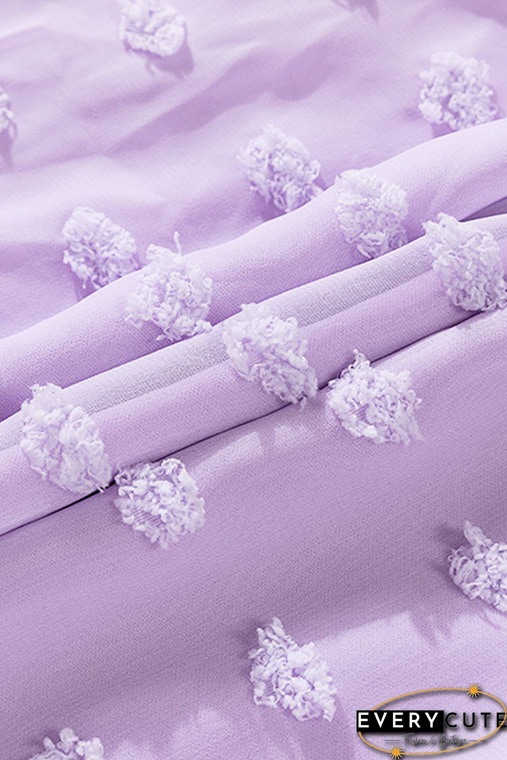 Purple Swiss Dot Off The Shoulder Blouse