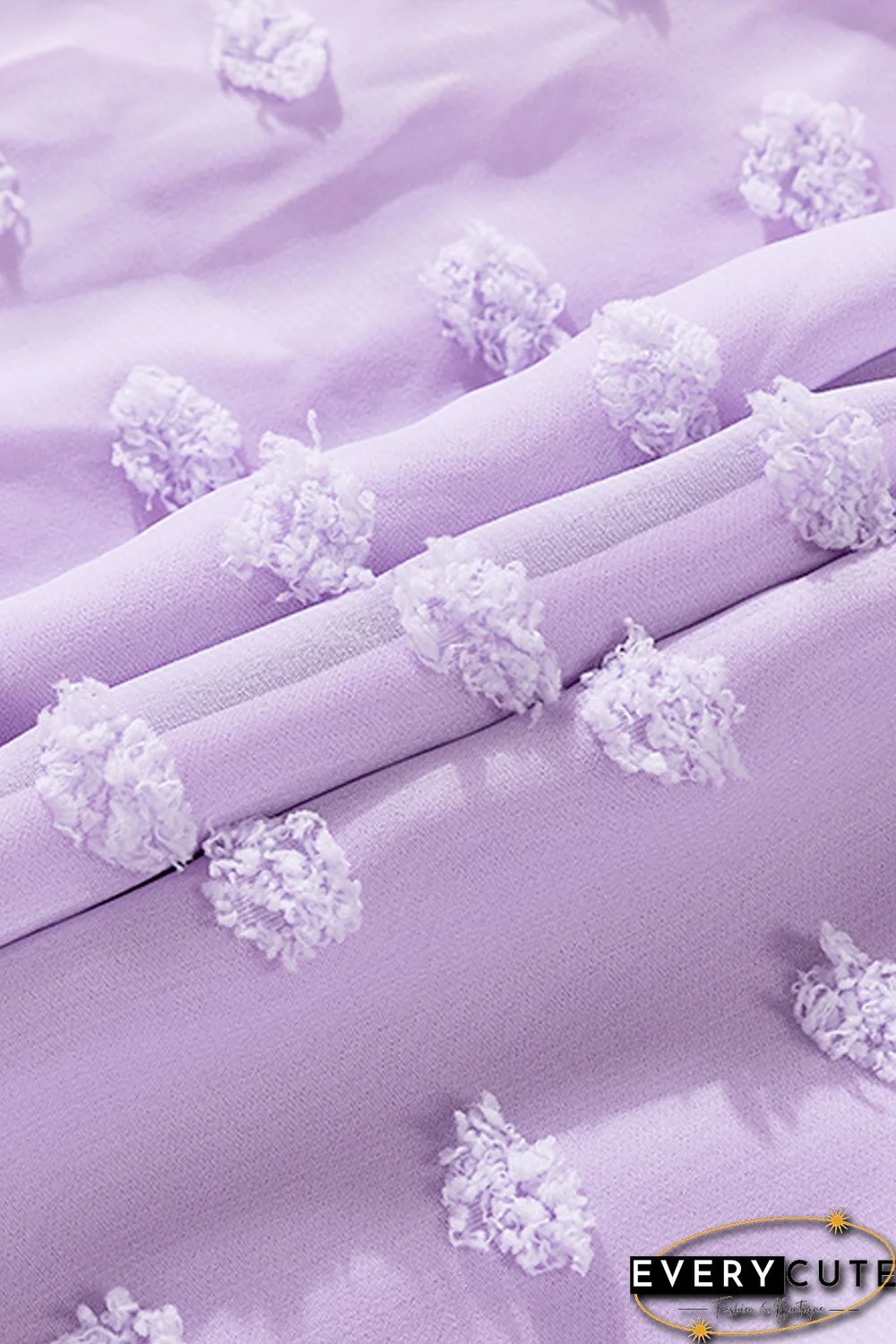 Purple Swiss Dot Off The Shoulder Blouse