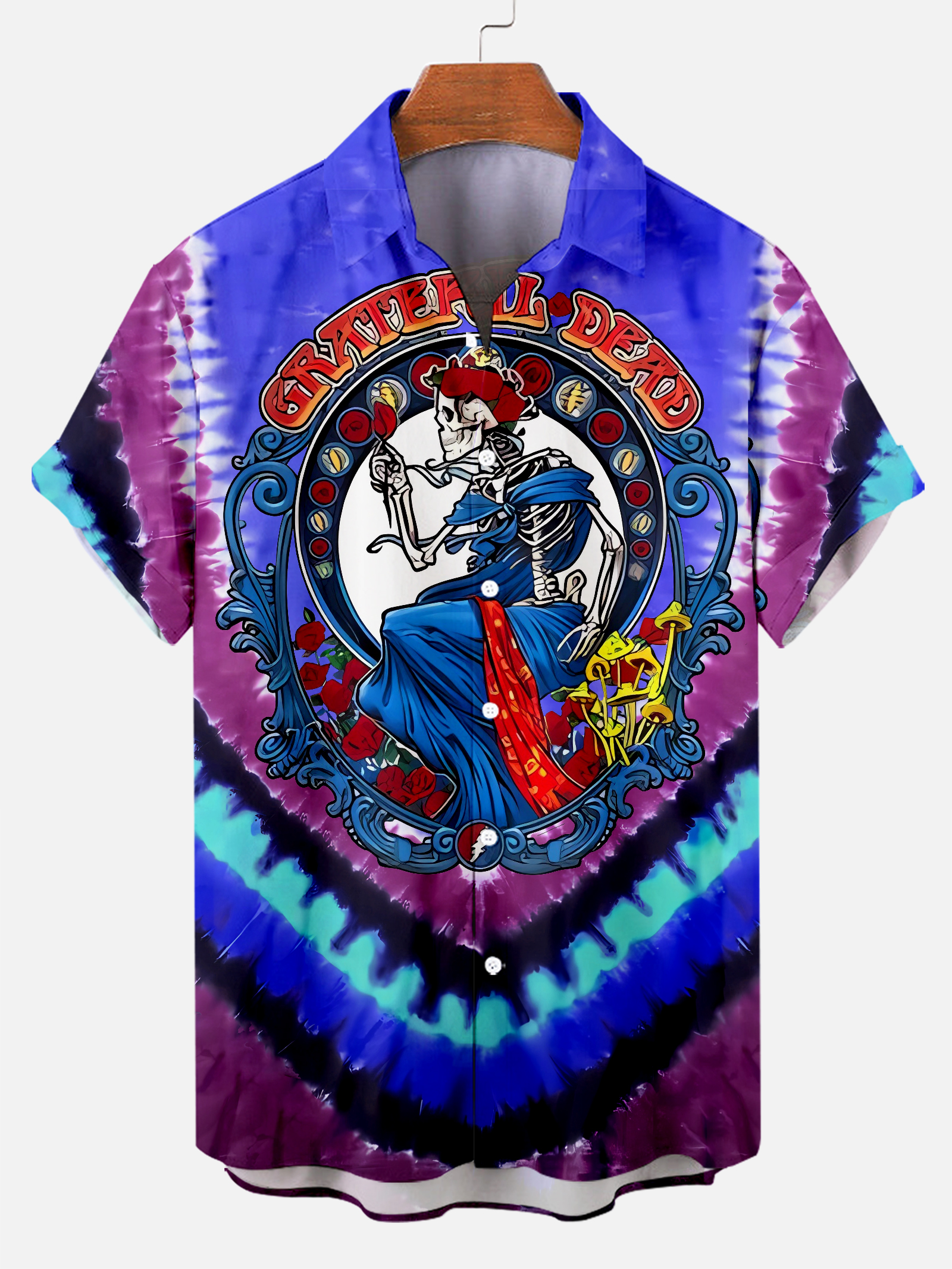 Men's Vintage Hawaiian Tie Dye Print Shirt PLUSCLOTHESMAN