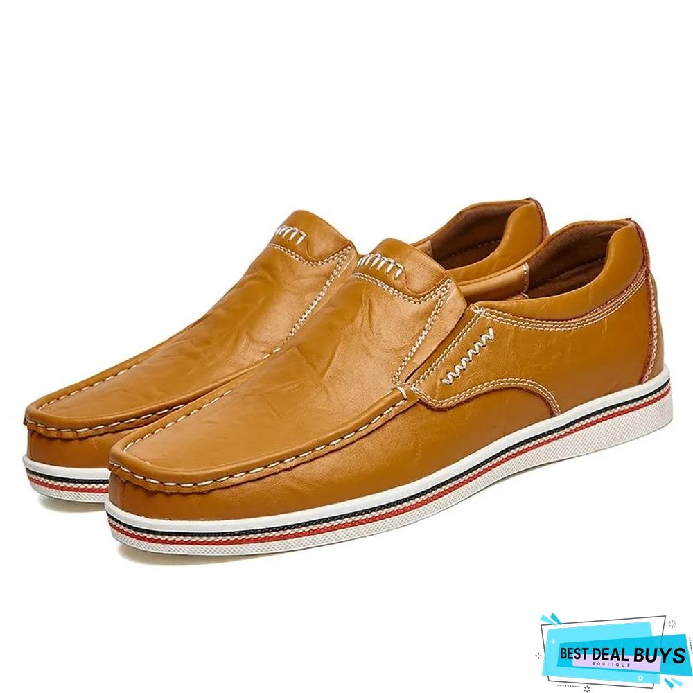 Leather Boat Shoes Casual Flats Moccasins Homme Driving Loafers Shoes Slip On Shoes