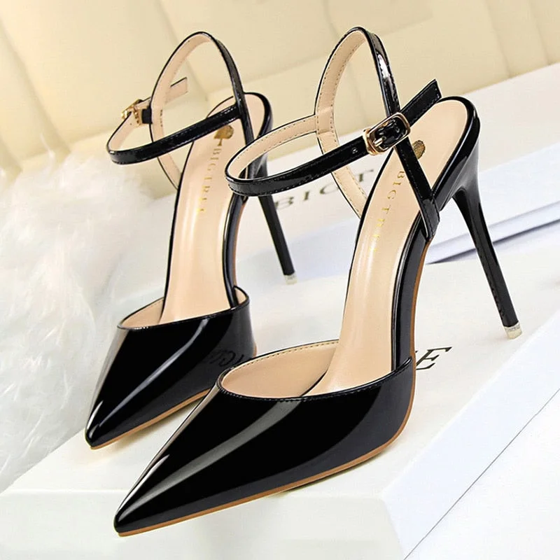 BIGTREE Shoes Fashion High Heels Shoes Patent Leather Woman Pumps Sexy Women Heels Blue Sliver Stiletto Heels Women Sandals 2021