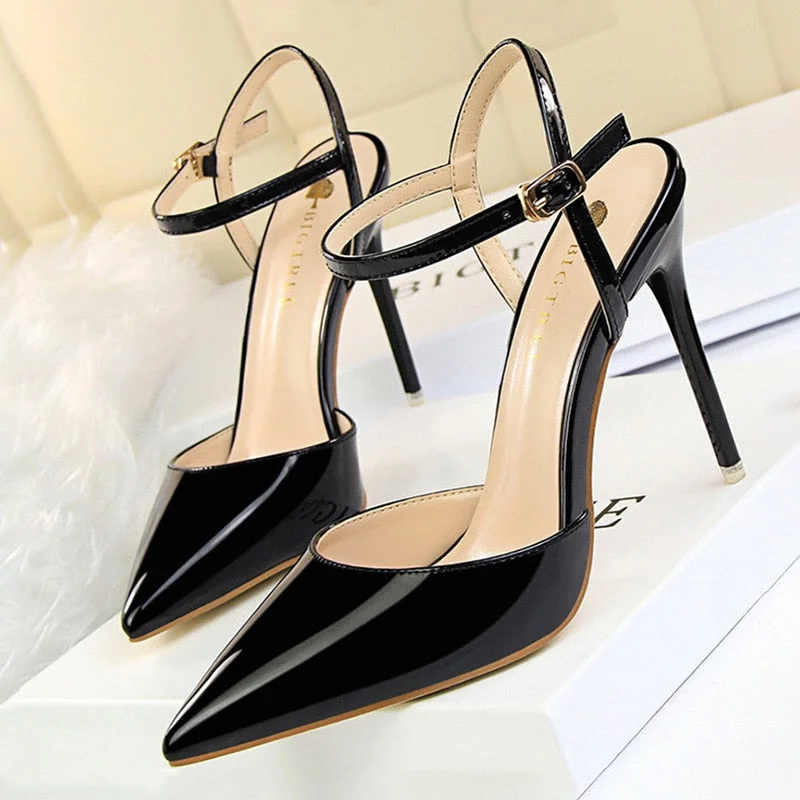 Colourp Shoes Fashion High Heels Shoes Patent Leather Woman Pumps Sexy Women Heels Blue Sliver Stiletto Heels Women Sandals 2023 425-0