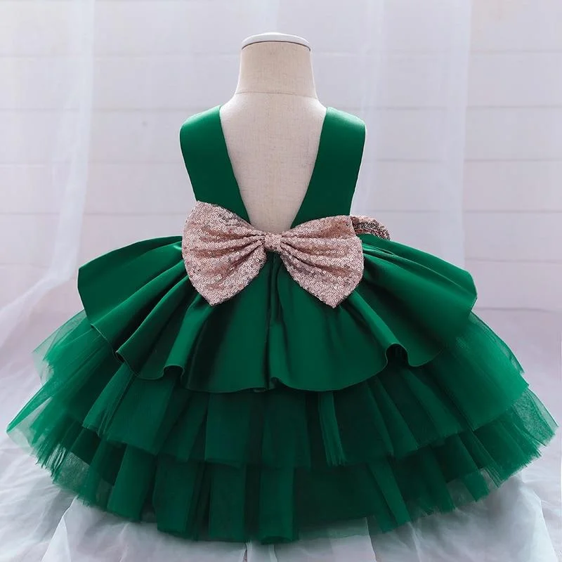 2021 Summer Newborn Tutu Dress 1st Birthday Dress For Baby Girl Clothes Big Bow Princess Baptism Dresses Ceremony Party Dress