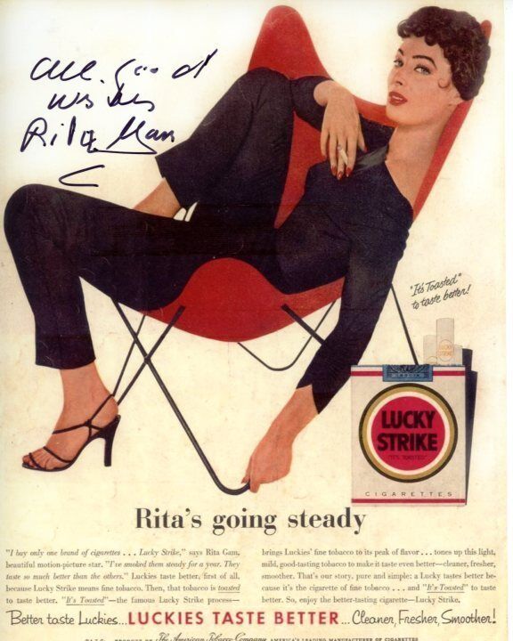 RITA GAM signed autographed LUCKY STRIKE CIGARETTES Photo Poster painting