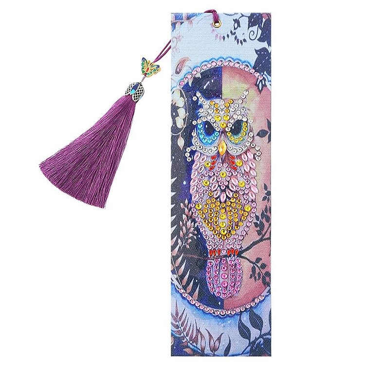 DIY Owl Special Shaped Diamond Painting Leather Bookmarks with Tassel Gifts gbfke