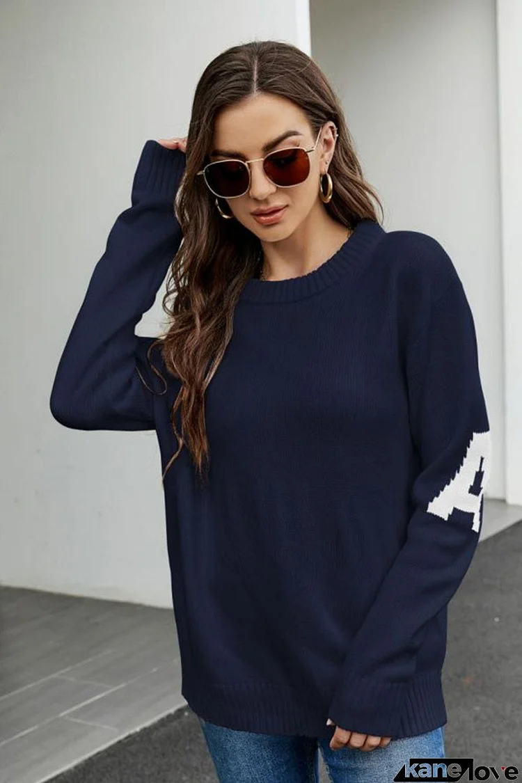 Round Neck Dropped Shoulder Sweater