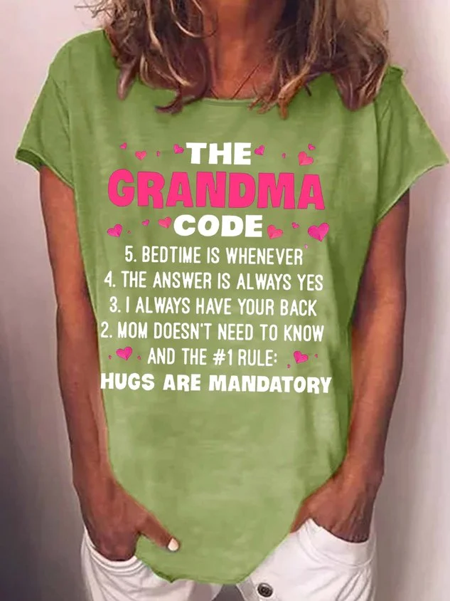 Women's The Grandma Code Letters Casual T-Shirt socialshop