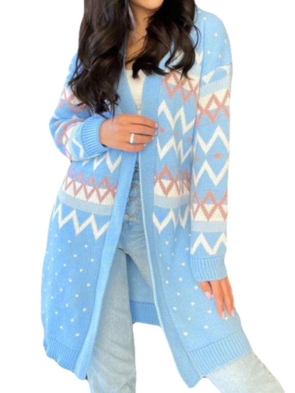 Women's Casual Graphic Cardigan Sweater Top