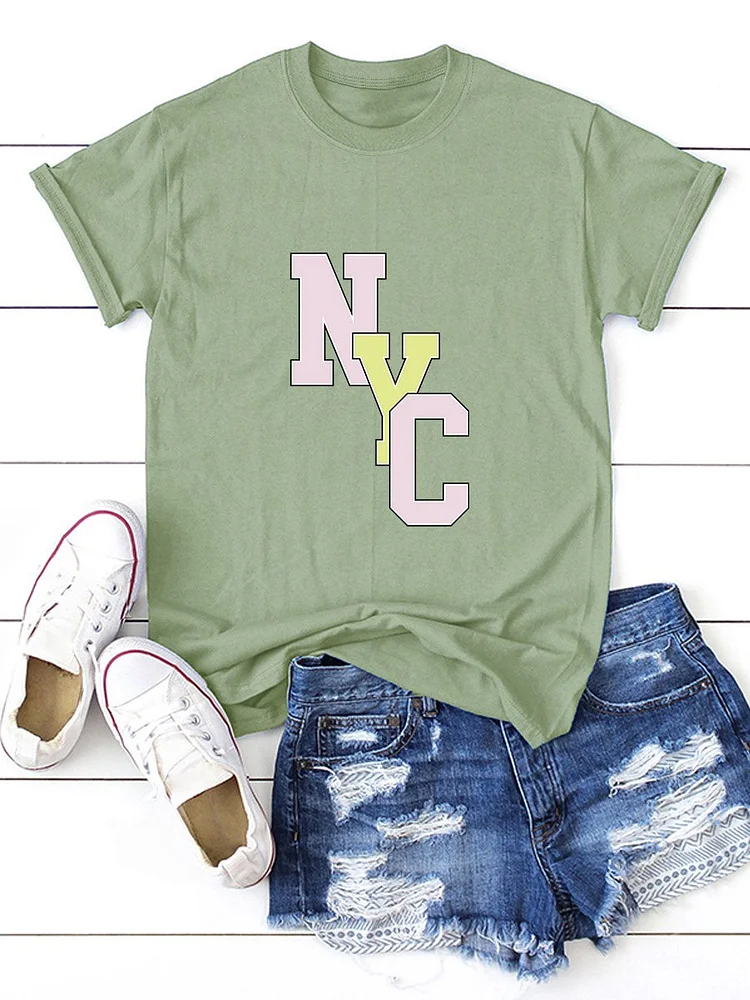 Bestdealfriday Nyc Color Letter Graphic Tee