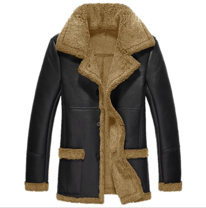 Fur Integrated Thickened Coat Imitation Leather Men's Coat VangoghDress