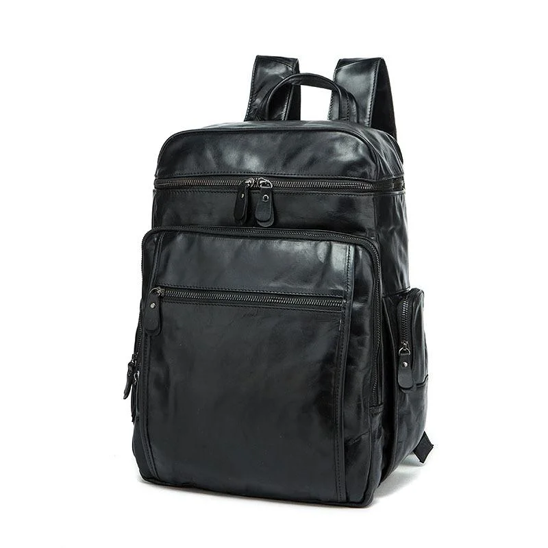 Leather Backpack Fashion School Bag Business Casual Computer Bag