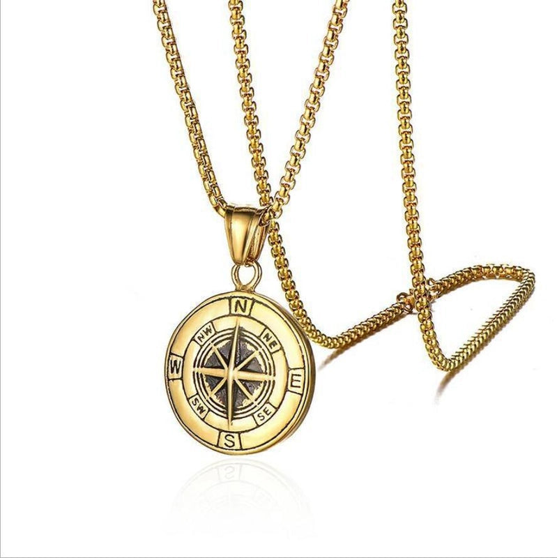 Retro Punk Animal Compass Titanium Steel Iron Zinc Alloy Plating Unisex Pendant Necklace Men Pendant Necklaces