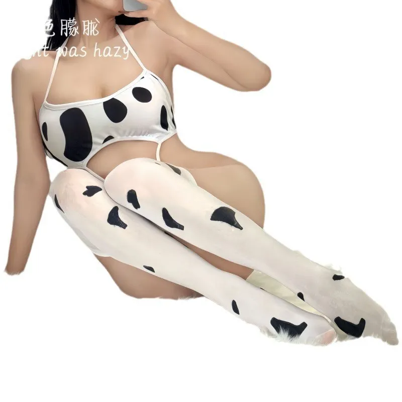 Churchf Sexy Long-Term Milk White Spotted Socks High Over Knee Socks Girl Cute Leg Stockings