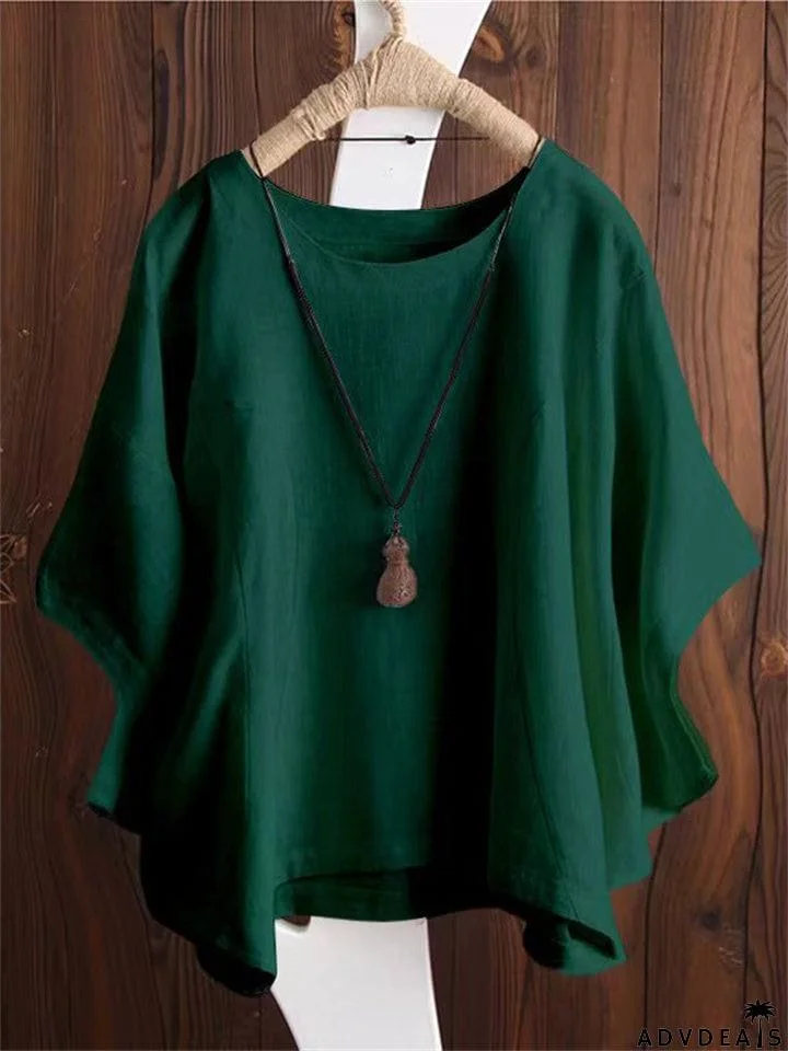 Irregular Fashion Solid Short Sleeved Vintage Blouse