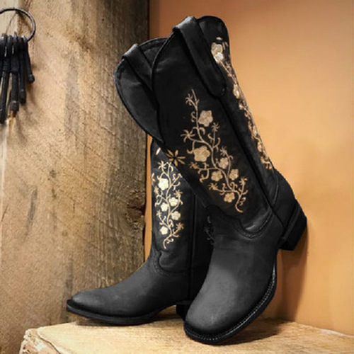 Women Winter Vintage Flower Printed Boots