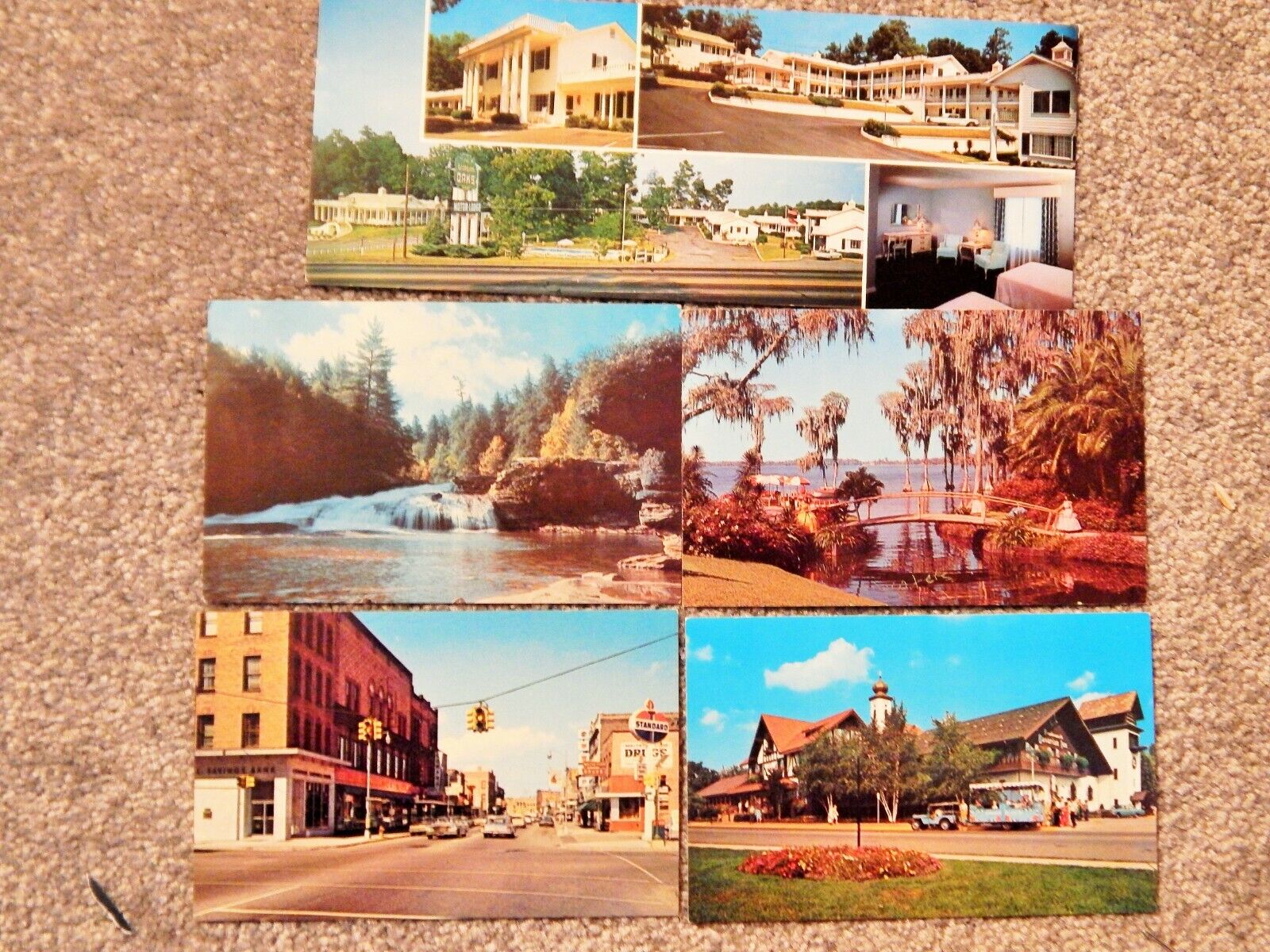 RARE LOT OF 5 VTG 1950S REAL Photo Poster painting POSTCARDS; GEORGIAN OAKS, FRANKENMUTH,CY