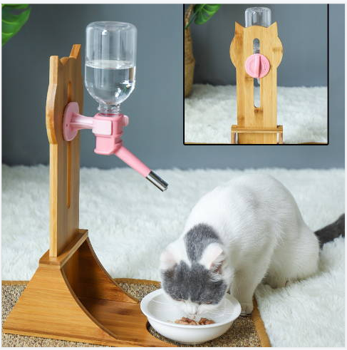 Wooden Cat Drinking Water Dispenser