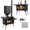 [US Local Warehouse] Portable Wood Burning Stove with Stainless Steel Construction Compact Tent Stove Chimney Pipes Included Firewood Stoves for Outdoor Heating & Cooking Ice Fishing Hunting