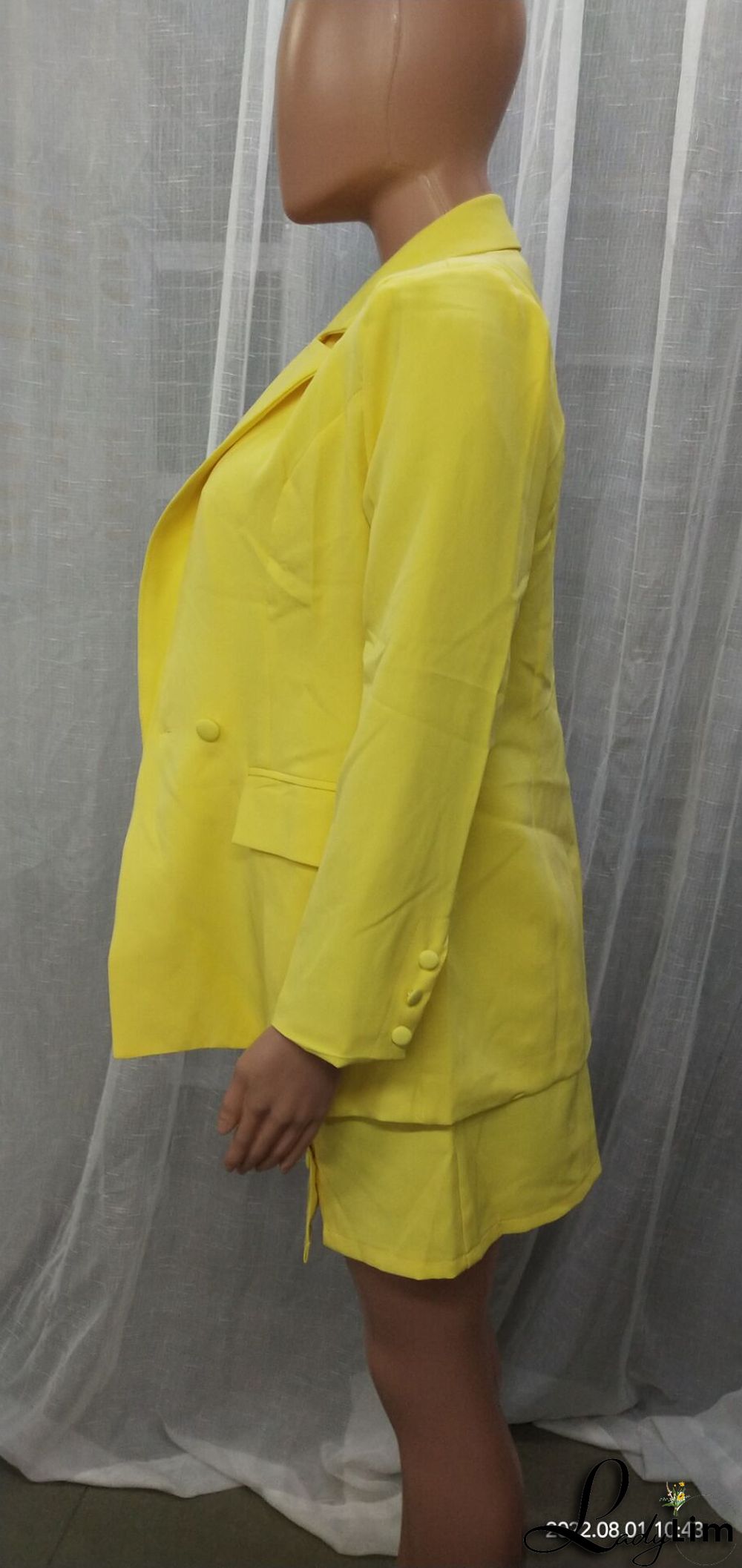 Solid Color Suit Blazer Coat Skirt Two Piece