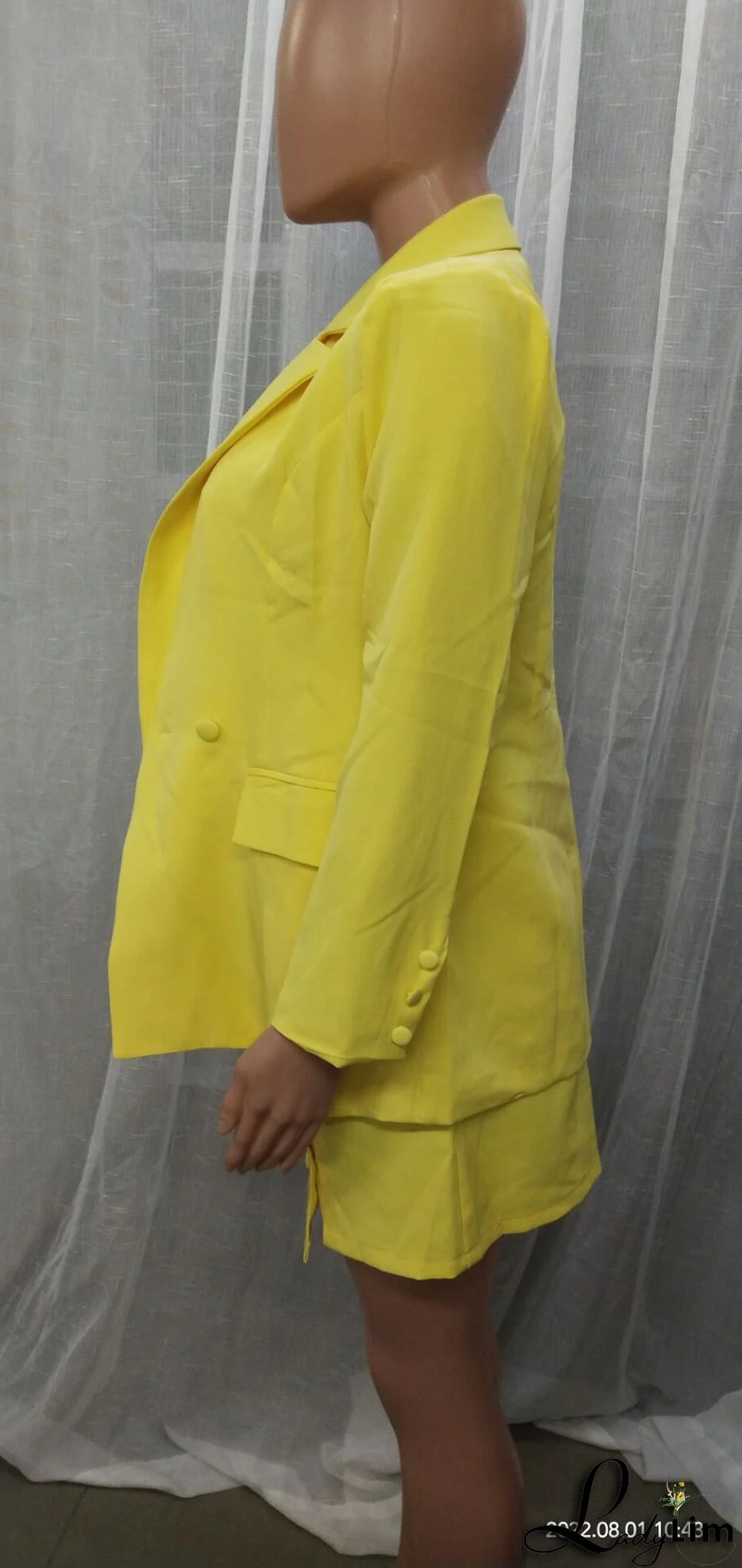 Solid Color Suit Blazer Coat Skirt Two Piece