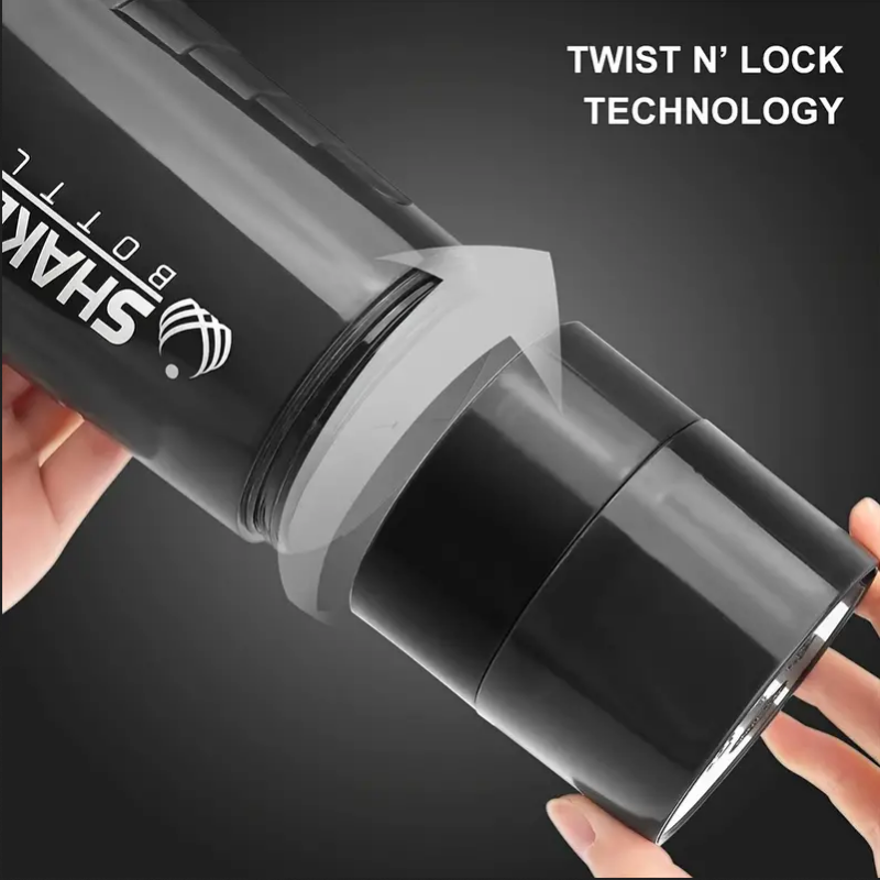 Likron Watches Likron Multi-Compartment Shaker Bottle with 2-Tier Storage All-in-One Protein Powder and Supplement Mixer f...