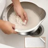 304 Stainless Steel Rice Strainer Drain Basket Slanted Bottom Basin Strainer Kitchen Colander