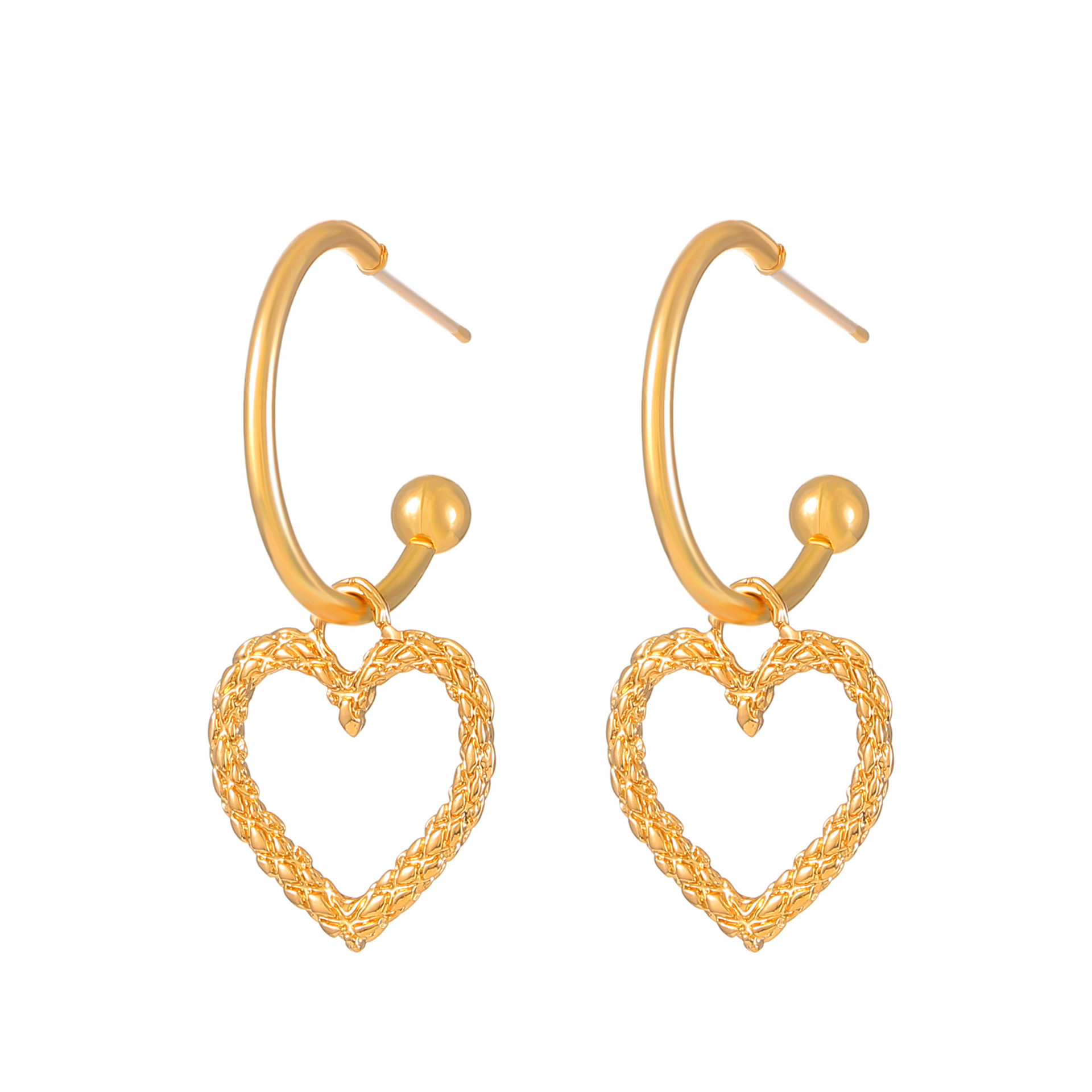 Skeleton Heart Gold-Plated Earrings