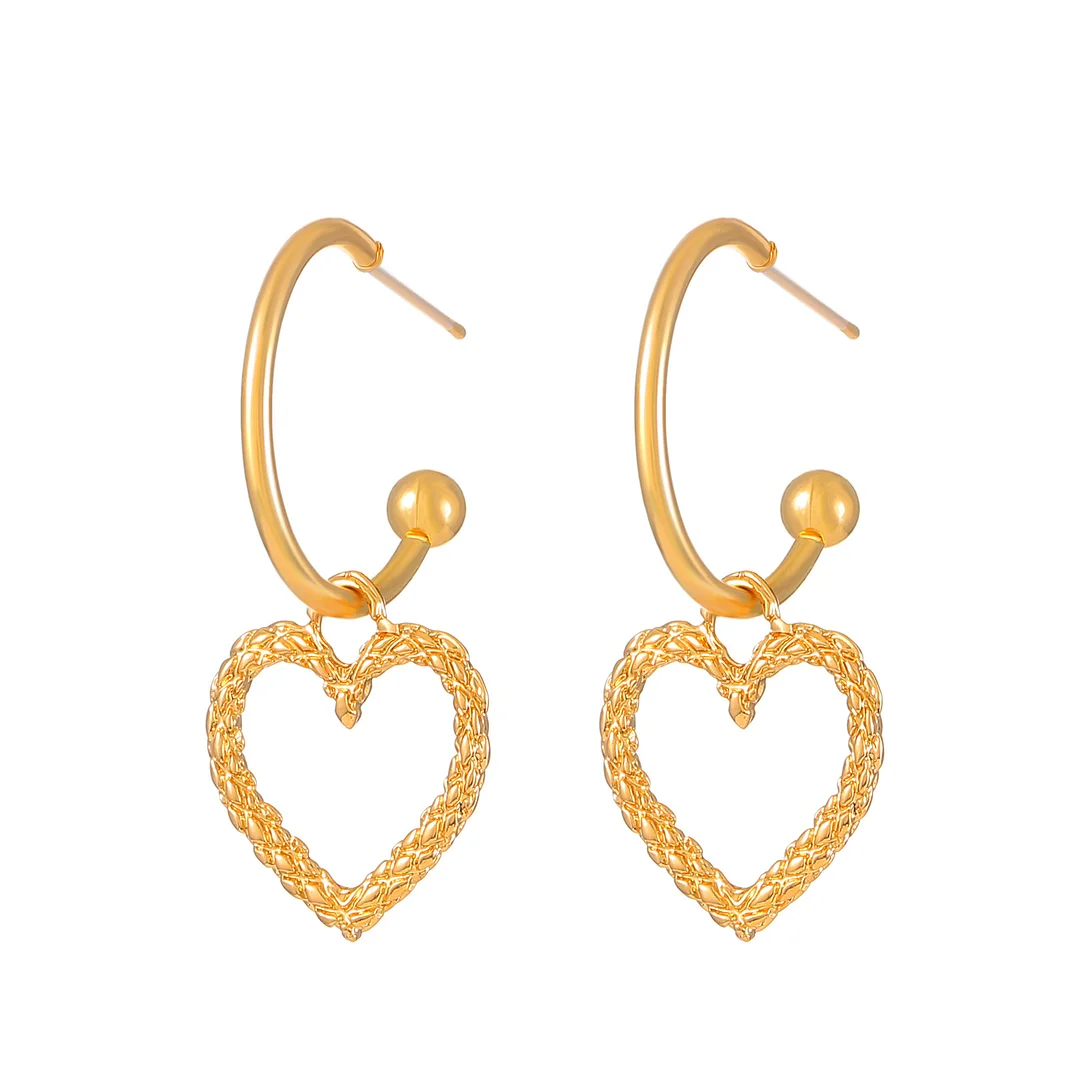 Skeleton Heart Gold-Plated Earrings