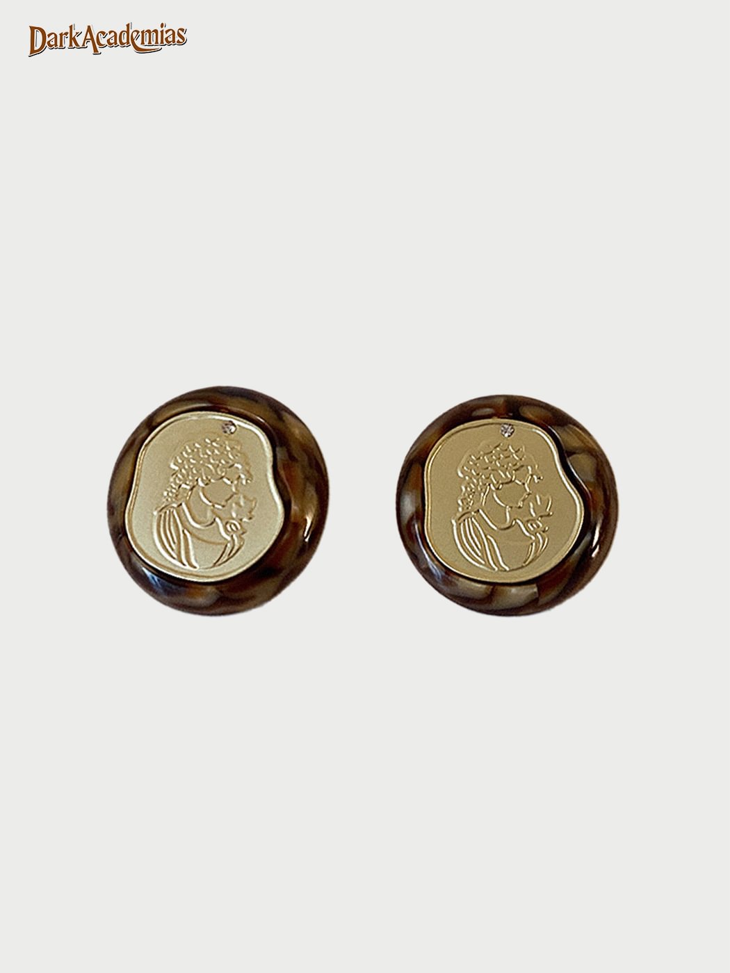 Vintage Wood Gold Earrings