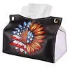 DIY PU Diamond Painting Tissue Box Kit Desktop Tissue Holder with Rhinestone Diamond Desk Decorative Tissue Box for Adults Desktop Storage Organizer (Sunflower)