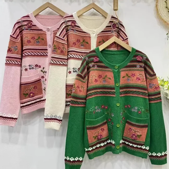 Chicfifth Sweater Women Winter Long Sleeve High Quality Autumn Vintage Top Knitted Cardigan