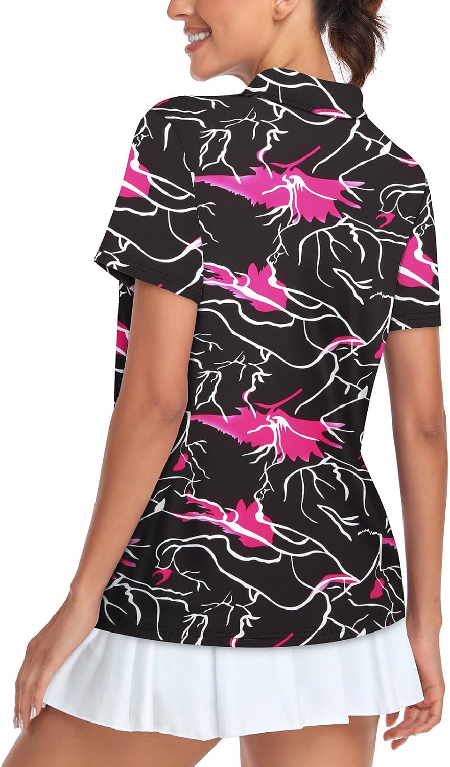 Women's Golf Polo Shirts Short Sleeve Quarter Zip Pullover Moisture Wicking Workout Tops