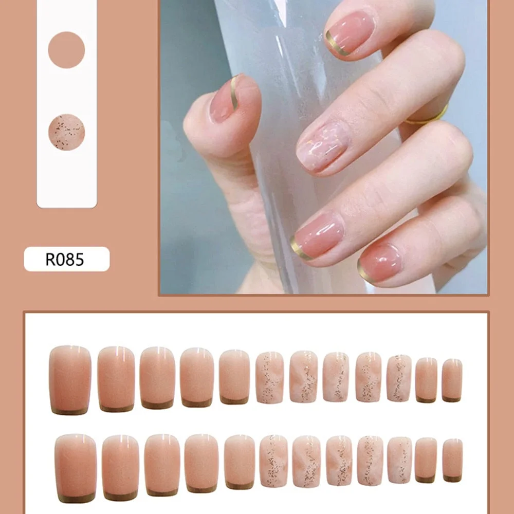 24pcs French Square Head Ballerina False Nails With Designs Wearable Artificial Fake Nails Full Cover Press On Nail Tips