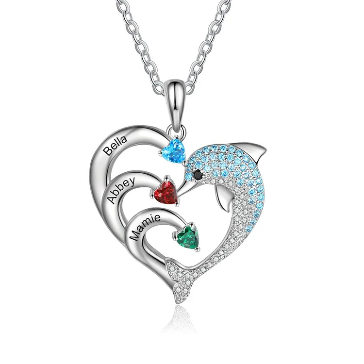 Personalized Heart Dolphin Necklace