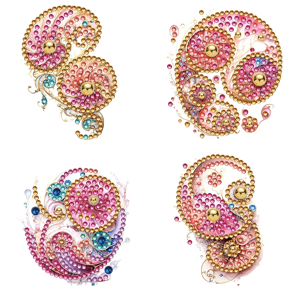 4Pcs Abstract Totem Diamond Painting Brooch Jewelry Kit for Wedding Party Gift