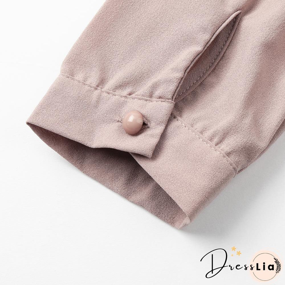 Chiffon Blouse Pleated Back Long Sleeve Asymmetric Shirt Loose Casual Plus Size Tops