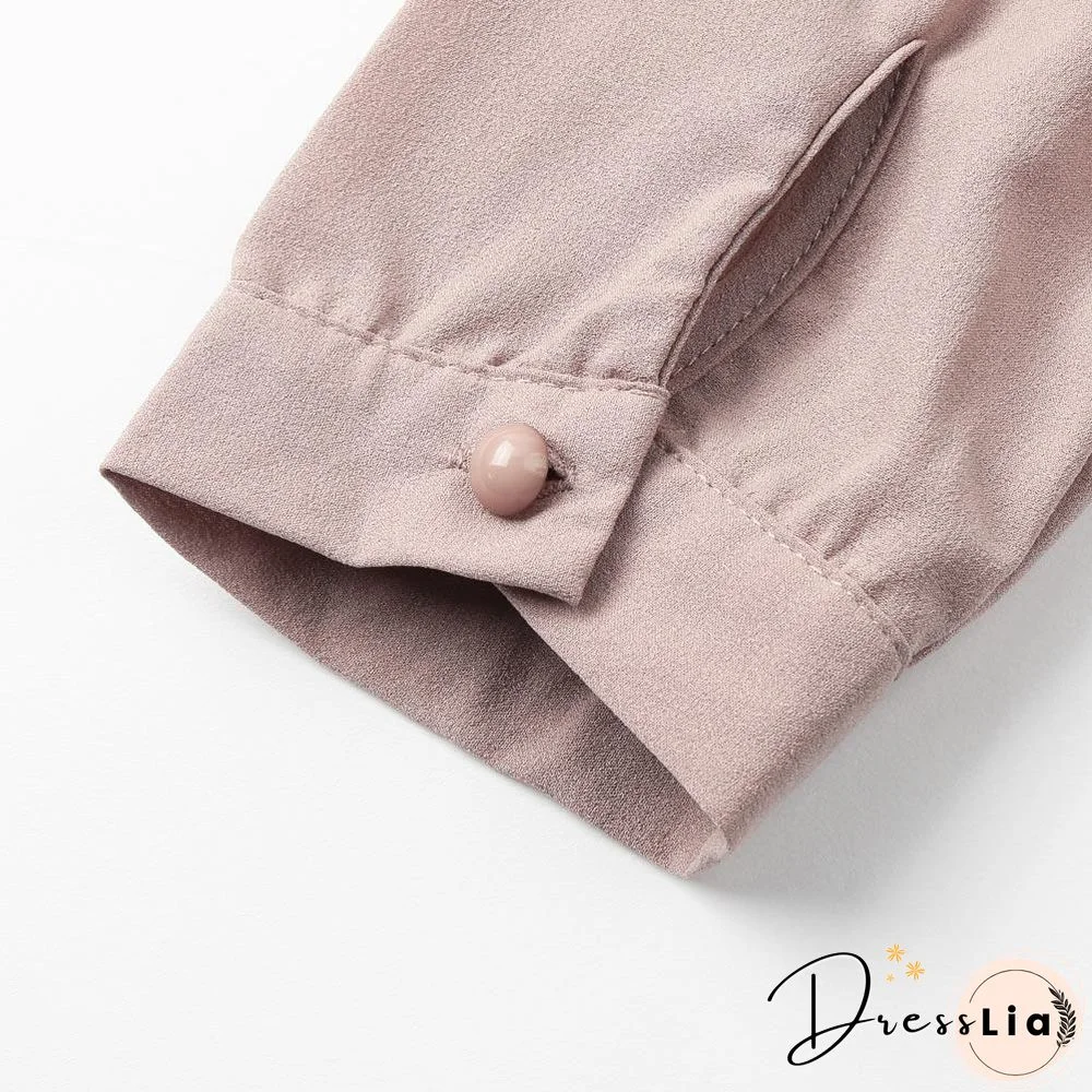 Chiffon Blouse Pleated Back Long Sleeve Asymmetric Shirt Loose Casual Plus Size Tops