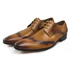  Men Dress Derby Shoes ,Genuine Leather, Brown