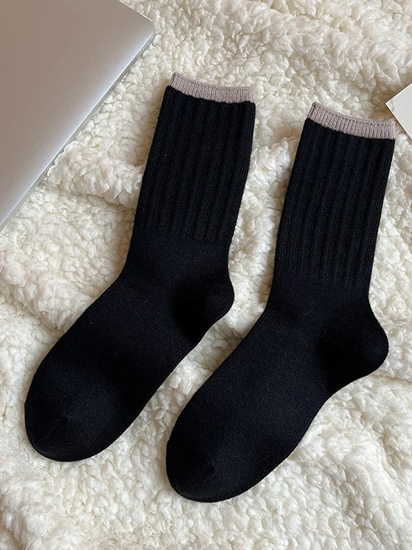 Casual Vintage Contrast Color Socks Accessories