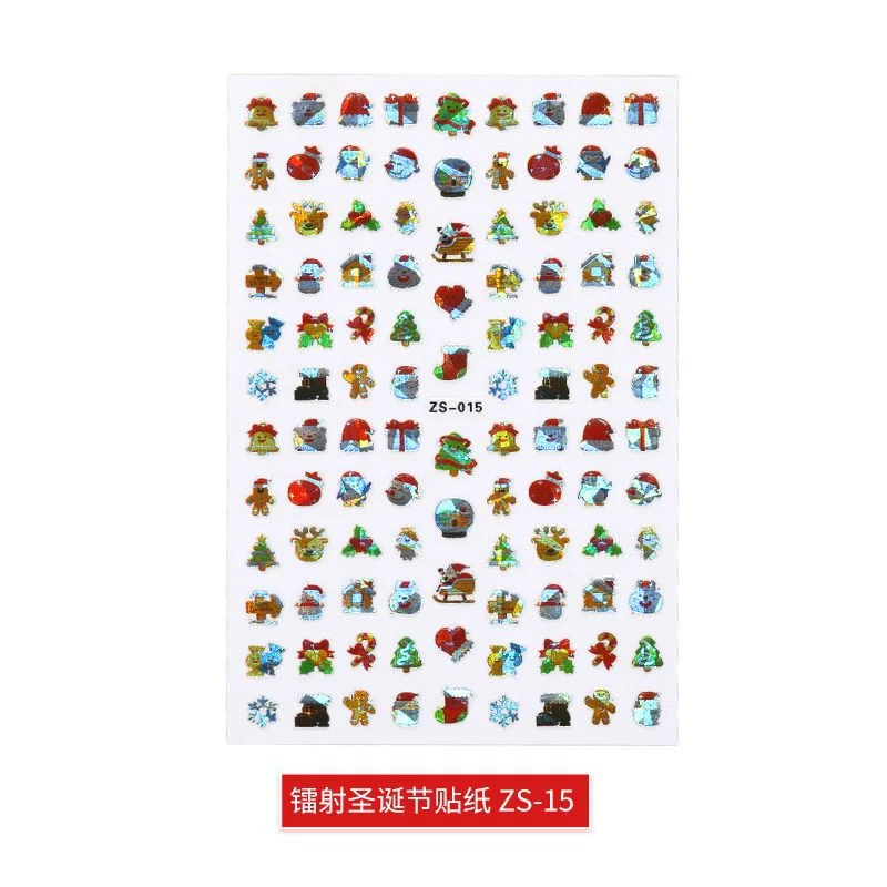 New Laser Christmas Nail Art Sticker Waterproof Adhesive Nail Decal Explosion Style Christmas Nail Art Ornament Nail Accesoires-Nail Inspo