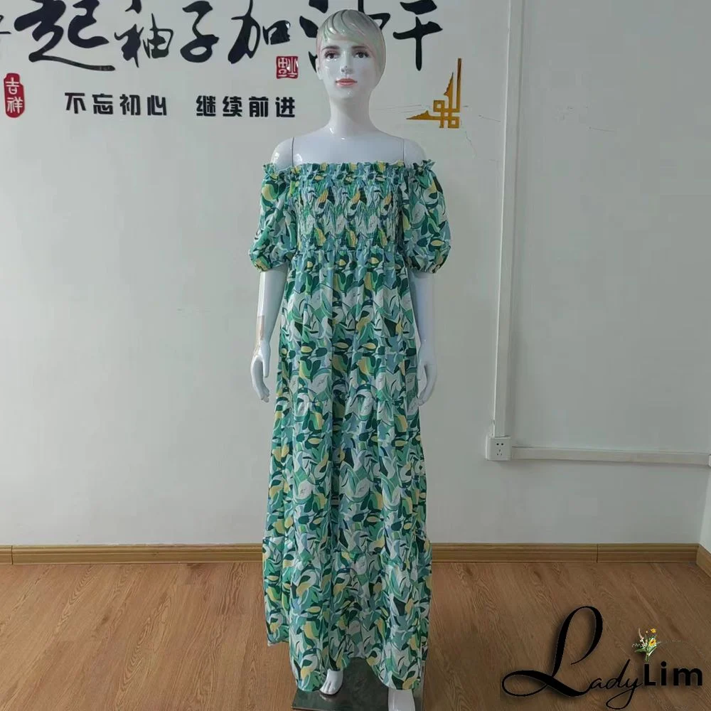 Women Boho Print Off Shoulder Holidays Oversized Dress