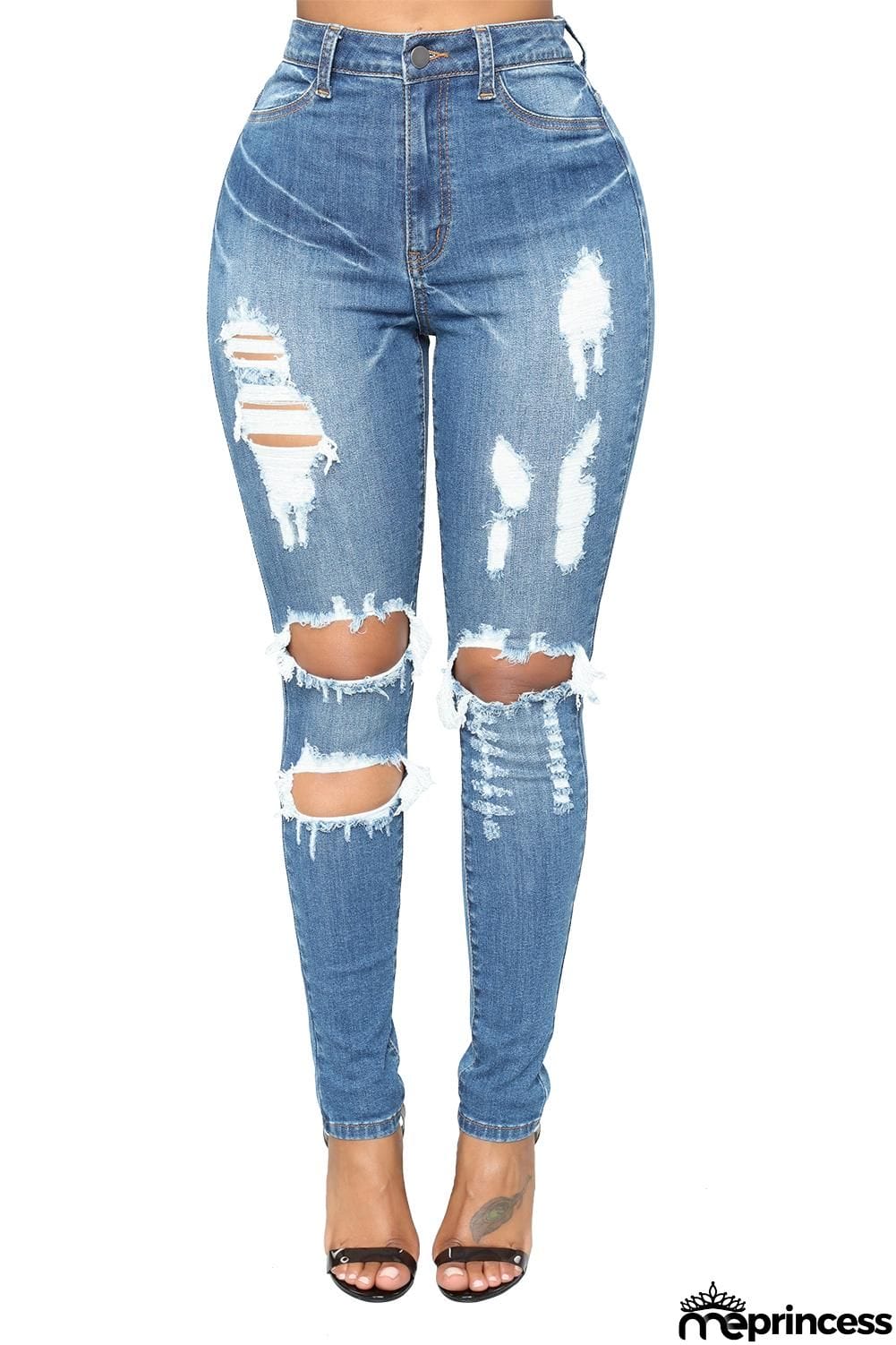 Dark Denim Distressed Skinny Jeans