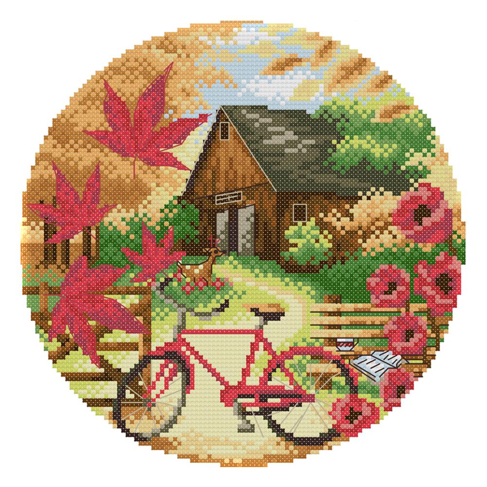 

Autumn Scene - 14CT Stamped Cross Stitch - 26*26cm, 501 Original