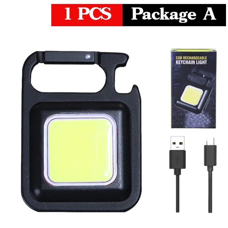 Multi functional portable USB mini keychain light, high brightness charging work light
