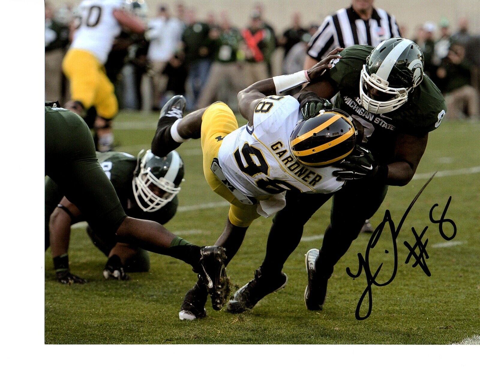 Lawrence Thomas signed 8x10 football Photo Poster painting MSU Spartans Michigan State d