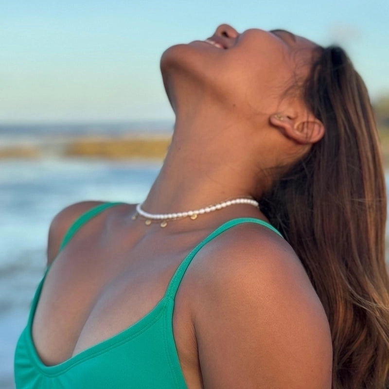 Vacation Marine Style Beach Shell 304 Stainless Steel 14K Gold Plated Chain Choker