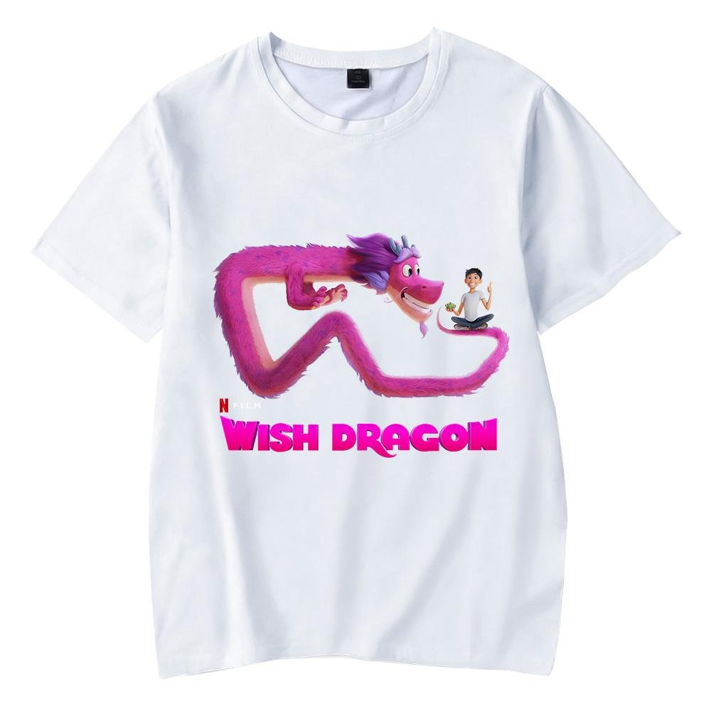 Wish Dragon T-Shirt Crew Neck Short Sleeves Top for Kids Adult Home Outdoor Wear