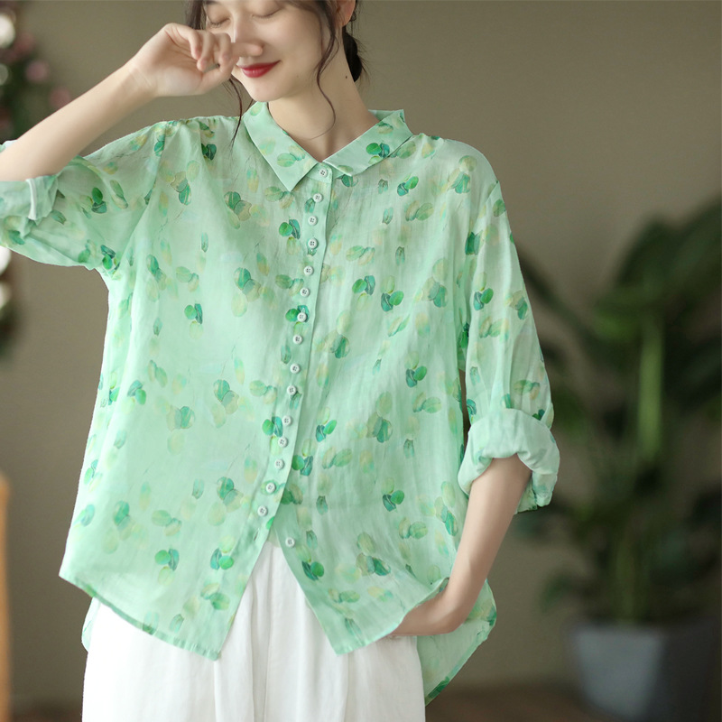 Women Loose Single-Breasted Blouses&Shirts